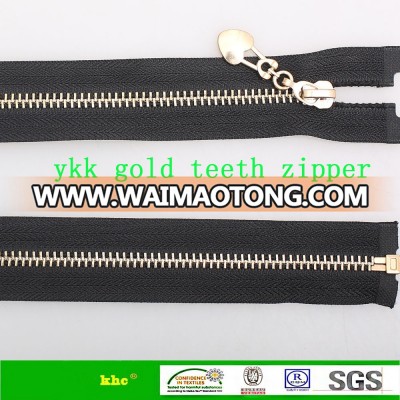 5# metal brass plated shinng gold new shape teeth zipper